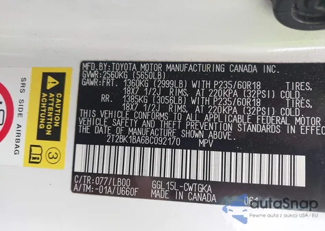 2011 Lexus Rx 350 из США, поврежденный, VIN 2T2BK1BA6BC092170